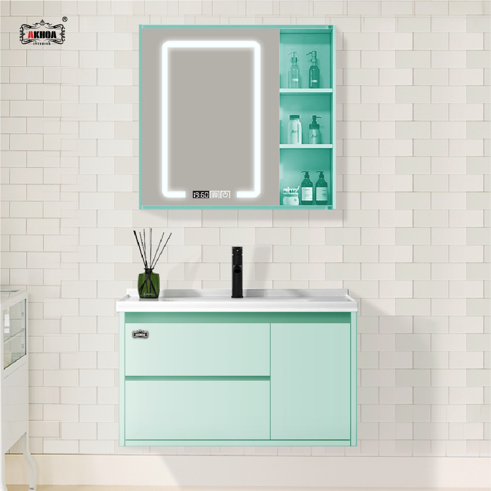 BỘ TỦ GƯƠNG PHÒNG TẮM THÔNG MINH AKHOA PVC02 80CM 3 PVC02 80 14