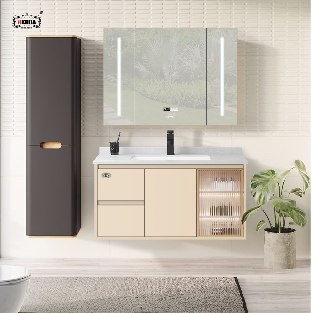 BỘ TỦ GƯƠNG PHÒNG TẮM THÔNG MINH AKHOA PVC06 80 - 100CM 3 PVC06 100 16 1