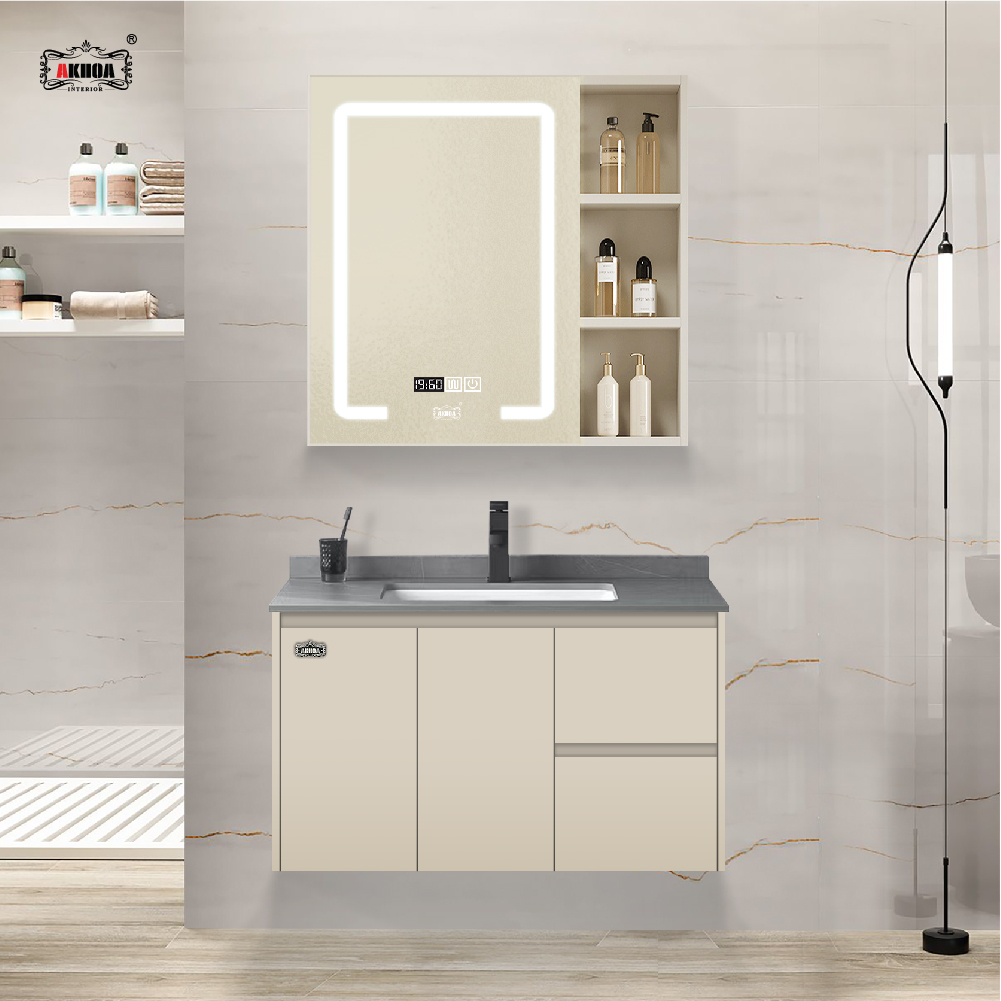 BỘ TỦ GƯƠNG PHÒNG TẮM THÔNG MINH AKHOA PVC06 80 - 100CM 1 PVC06 80 17 1