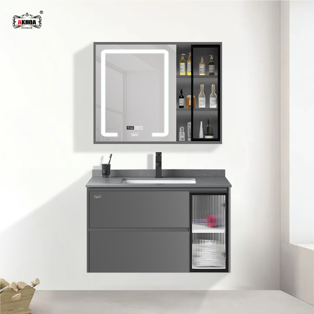 BỘ TỦ GƯƠNG PHÒNG TẮM THÔNG MINH AKHOA PVC09 80CM 1 PVC09 80 14